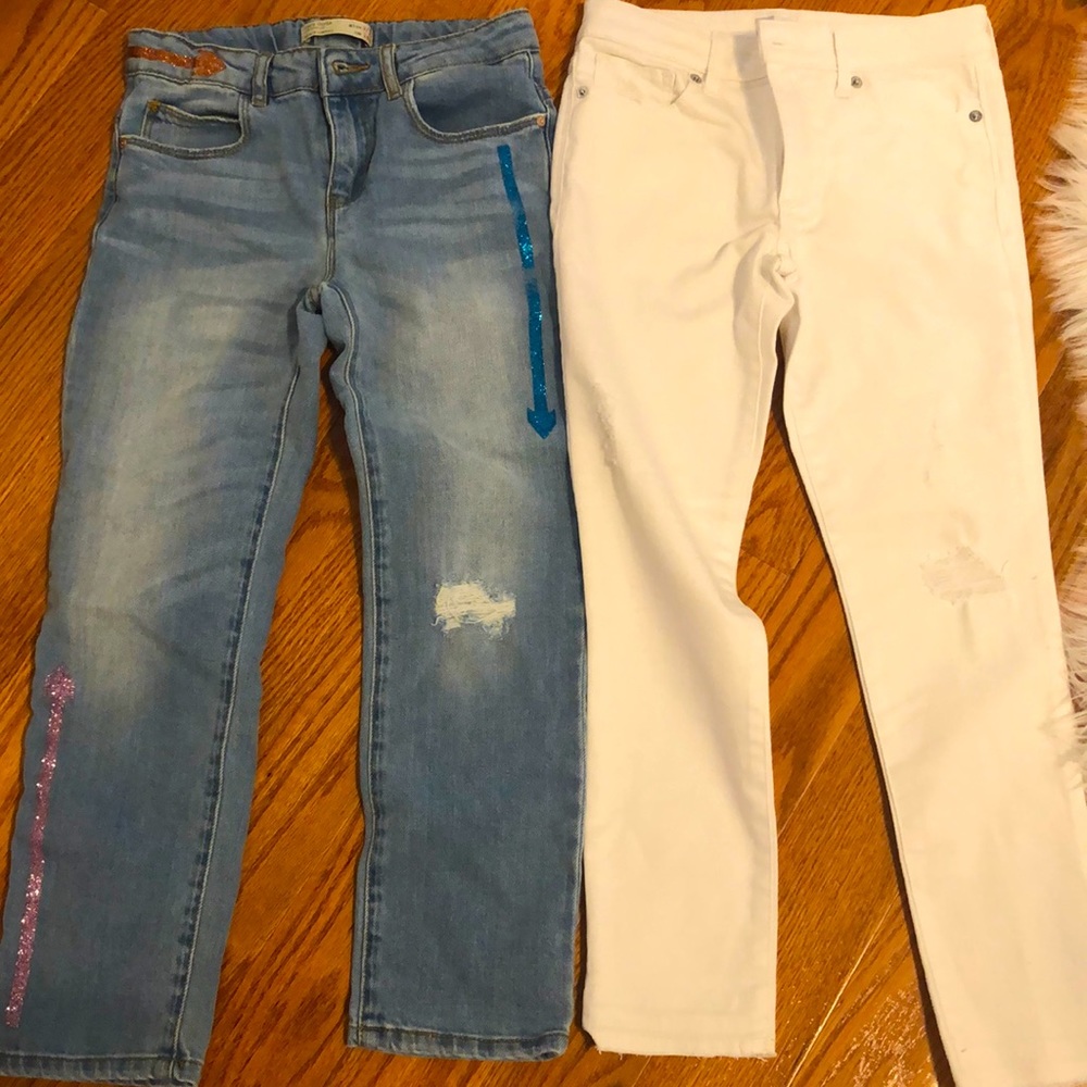 Zara: size 9-10,  Gap white jean size:10